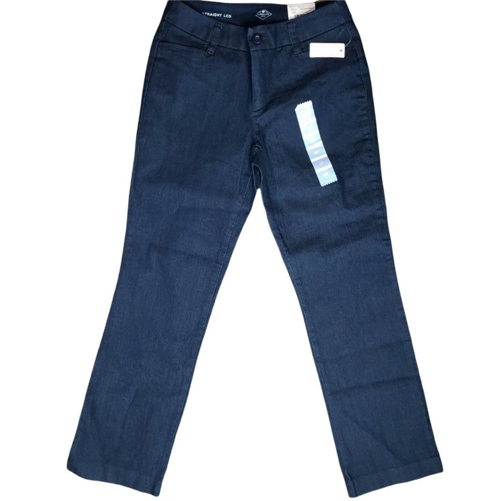 St. Johns Bay Mid Rise Straight Jeans Medium Wash Petite 2P New